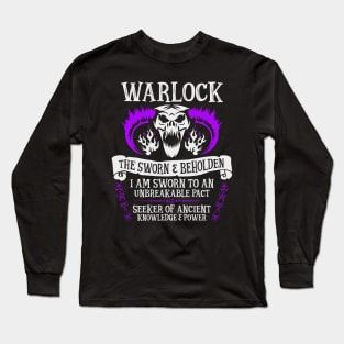 WARLOCK, THE SWORN AND BEHOLDEN - Dungeons & Dragons (White Text) Long Sleeve T-Shirt